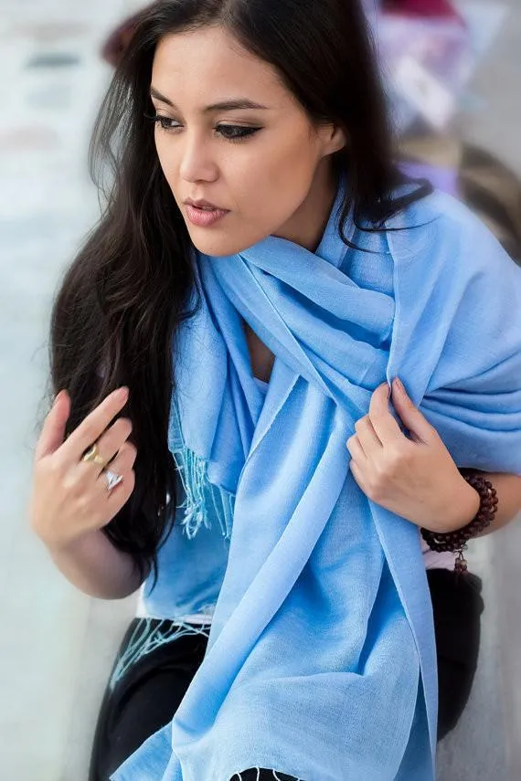 Water Pashmina Shawl in Light Blue