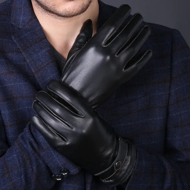 Winter fashion Luxury Genuine Leather Men's Gloves - Coffee/Black/Brown