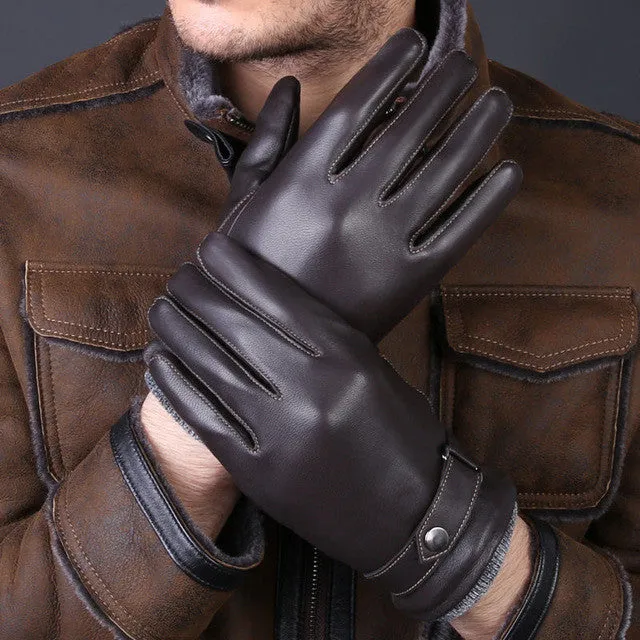 Winter fashion Luxury Genuine Leather Men's Gloves - Coffee/Black/Brown