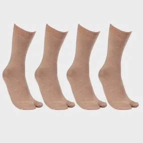 Women's Woolen Thumb Crew Socks In Fawn- Pack of 4