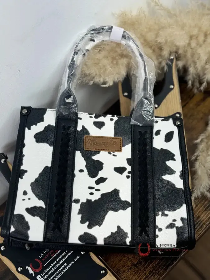 WRANGLER BLACK COW PRINT HAND BAG